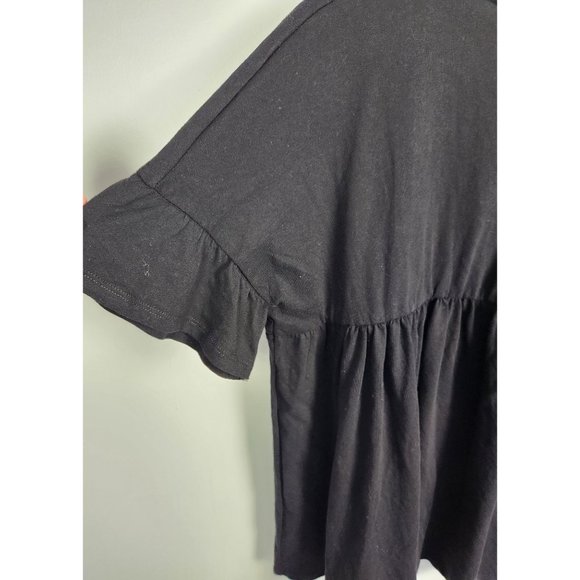 ASOS Women's Sz. 2 Mini Black Ruffle Short Sleeve Over Sized Dress NWT - Picture 3 of 6